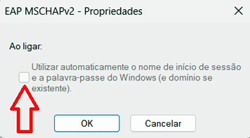 Propriedades de EAP MSCHAPv2