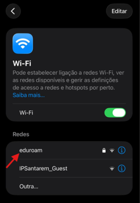 Definições Wi-Fi no iPhone