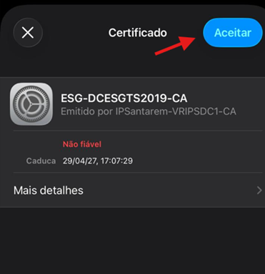 Aceitar certificado da rede eduroam