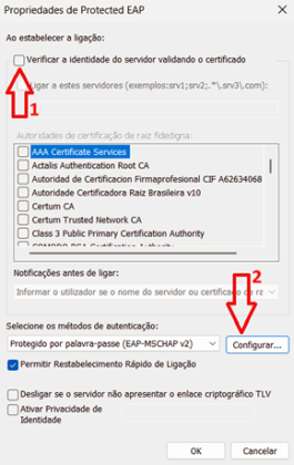 Propriedades de Protected EAP