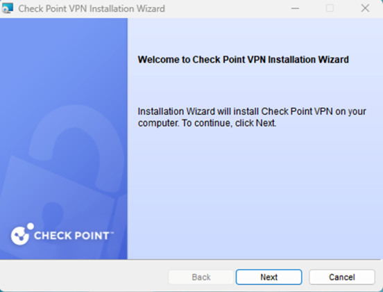 Ecrã Welcome da instalação do Check Point Mobile
