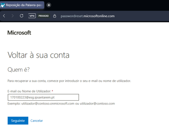 Confirmação do utilizador